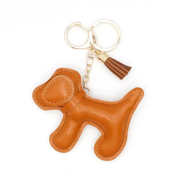 Leather Dog Bag Charm Keychain