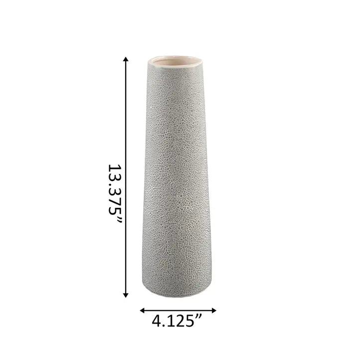 14" Leather Finish Vase