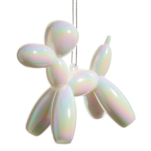 White Iridescent Balloon Dog Ornament