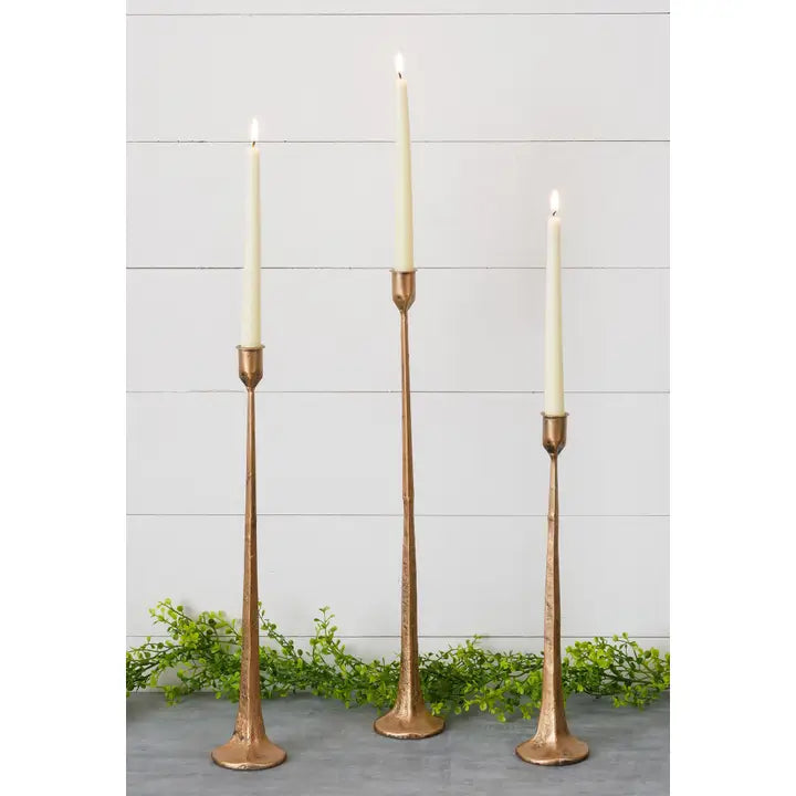 S/3 Copper Hand-Forged Metal Candle Holders