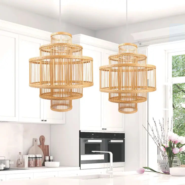 Bird Cage Bamboo Pendant Light
