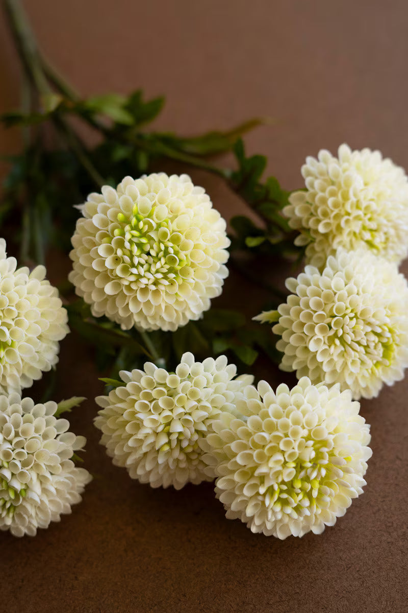 Artificial White Ball Dahlias