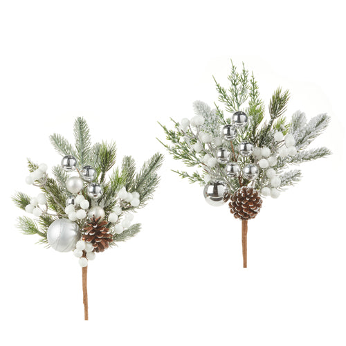 Snowy Ball Ornament Pick