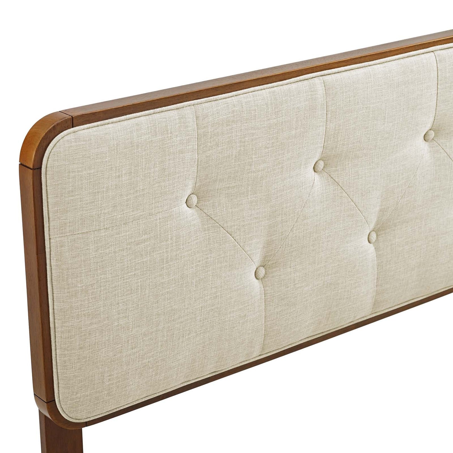 Collins Tufted Wood Headboard- Beige & Walnut