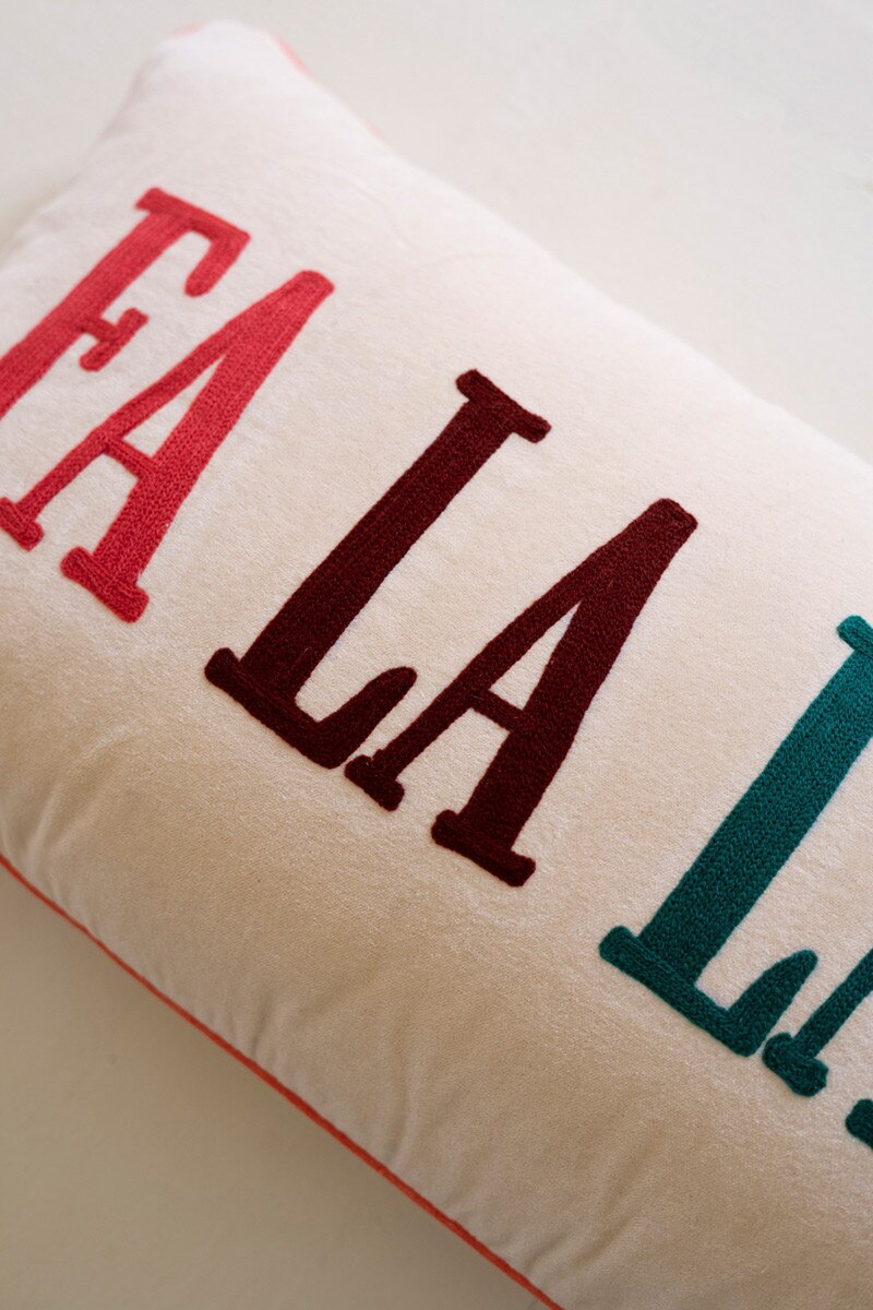 Velvet Falalalala Embroidery Pillow