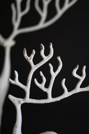 White Cast Aluminum Deer Figurines