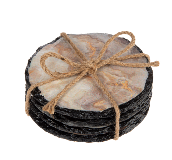 S/4 Grey Faux Agate Coaster