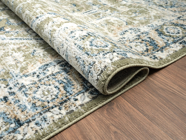 Vintage Green & Blue Area Rug