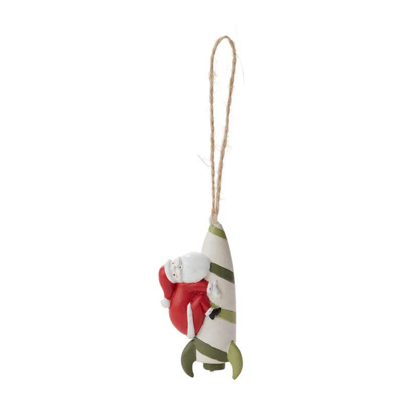 Rocket Santa Ornament