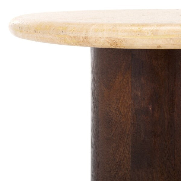 Jennamira Travertine Top Accent Table