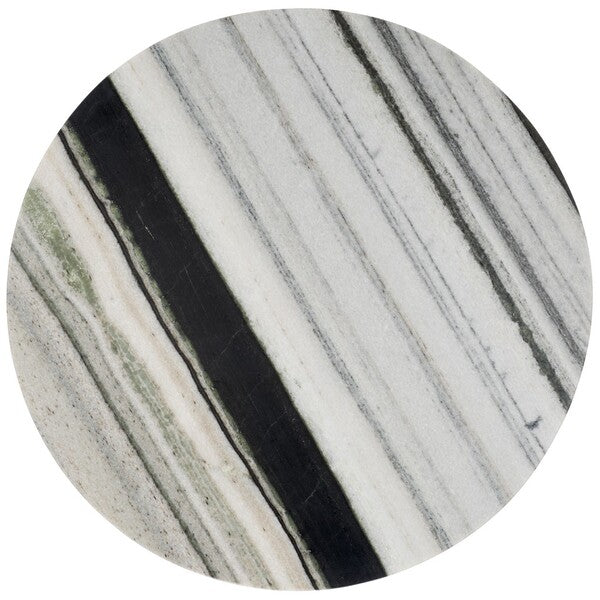 Tall Round Black & White Marble Accent Table