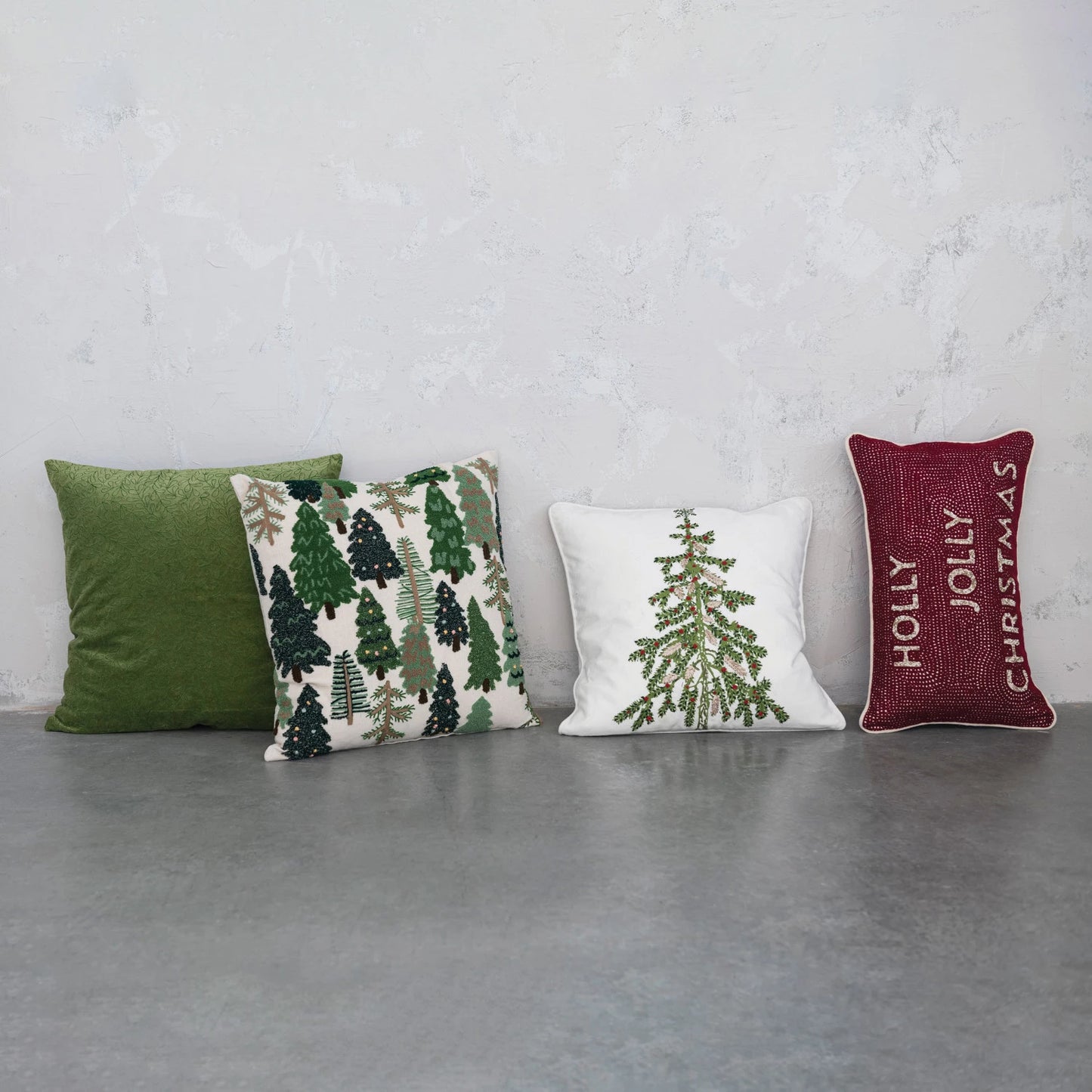 Holiday Tree Embroidered Pillow