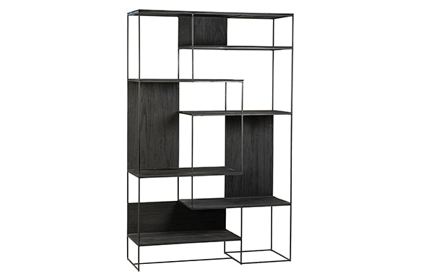 BLACK METAL FRAME WITH BLACK SHELVES