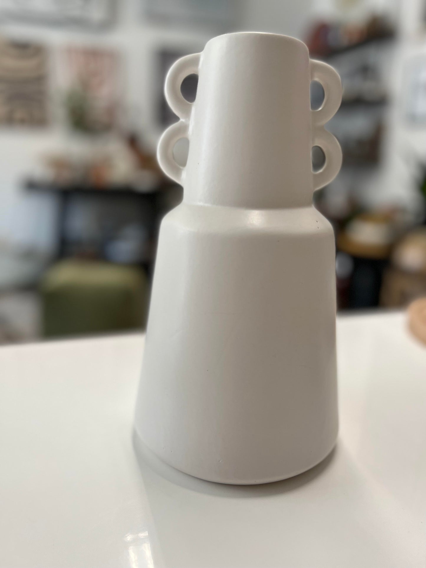 White Ceramic Vase with Handles