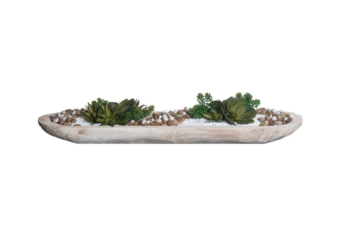 Light Wood Sedona Trough with Succulents