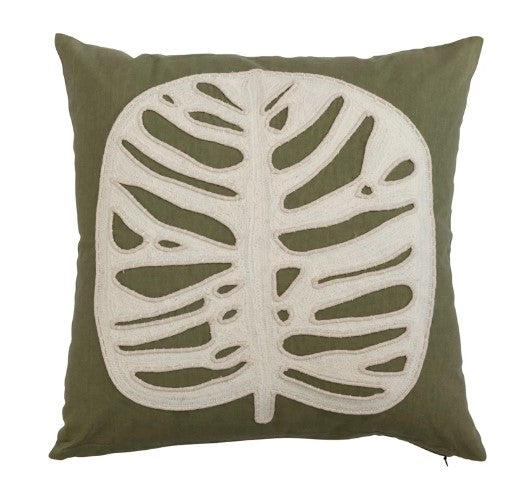 Applique Leaf Cotton Pillow