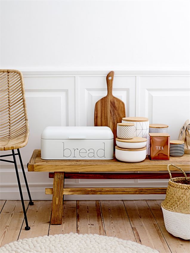 White Bowl with Bamboo Lid