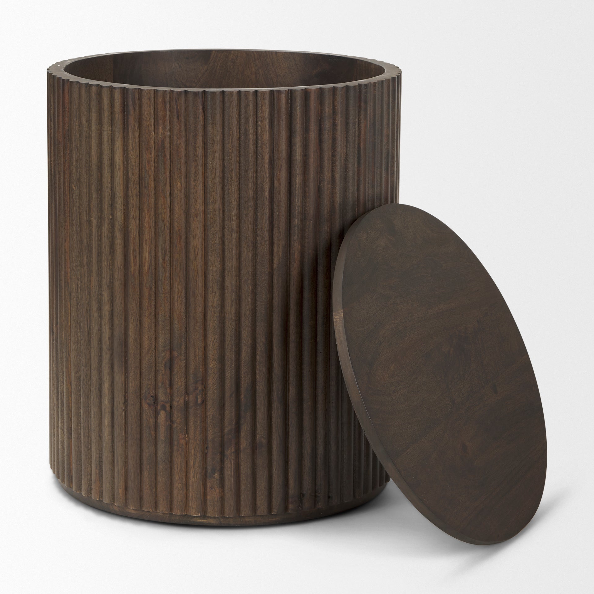 Terra Wood Fluted Round Side Table