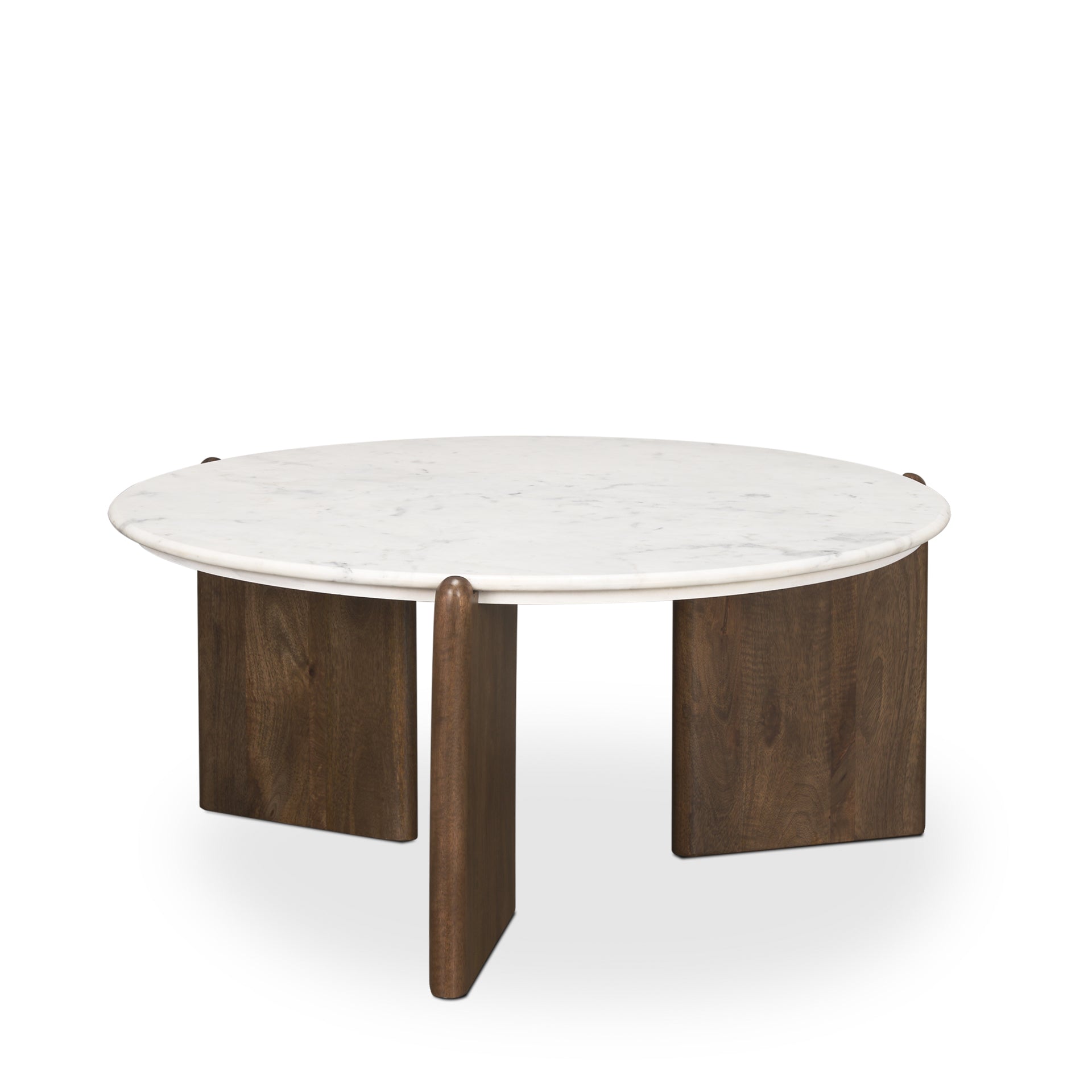 Rumer Brown Wood White Marble Coffee Table