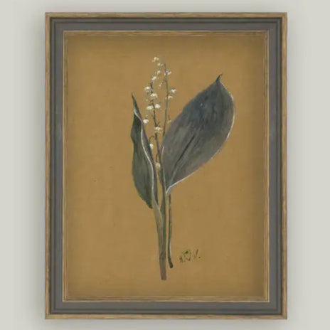 Lily On Brown Framed Antique Art
