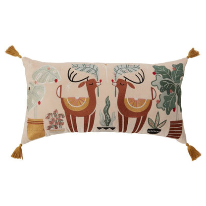 Holiday Velvet Embroidered Lumbar Pillow