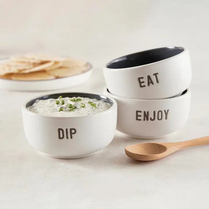 Face To Face Ceramic Dip Bowl Set - Eat Dip Enjoy