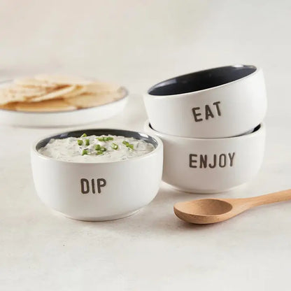 Face To Face Ceramic Dip Bowl Set - Eat Dip Enjoy
