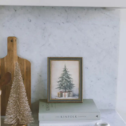 Christmas Tree with Presents Framed Antique Art