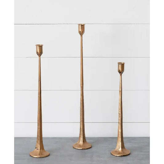S/3 Copper Hand-Forged Metal Candle Holders