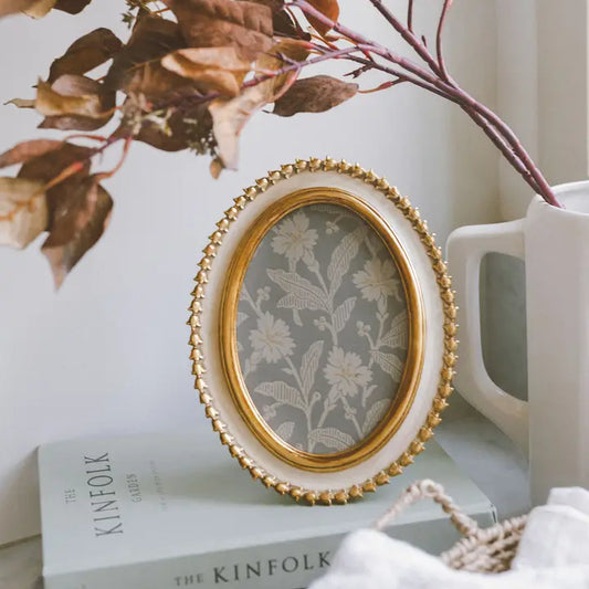 Cream and Gold Oval Photo Frame