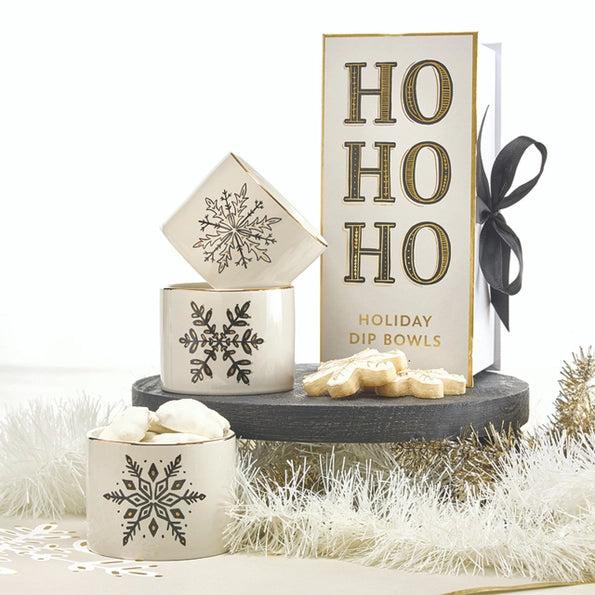 Gold Holiday Dip Bowls Book Box - Ho Ho Ho