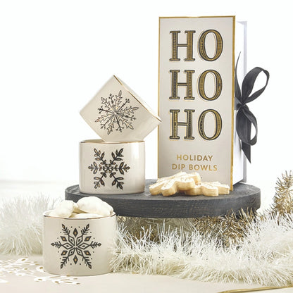 Gold Holiday Dip Bowls Book Box - Ho Ho Ho