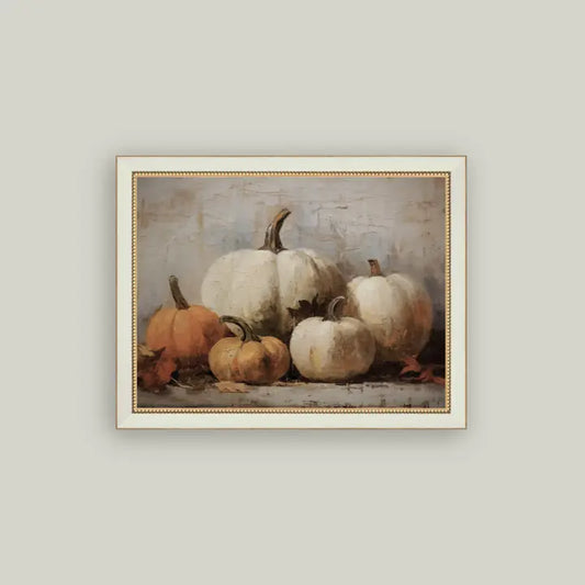 Vintage Pumpkins Framed Antique Art