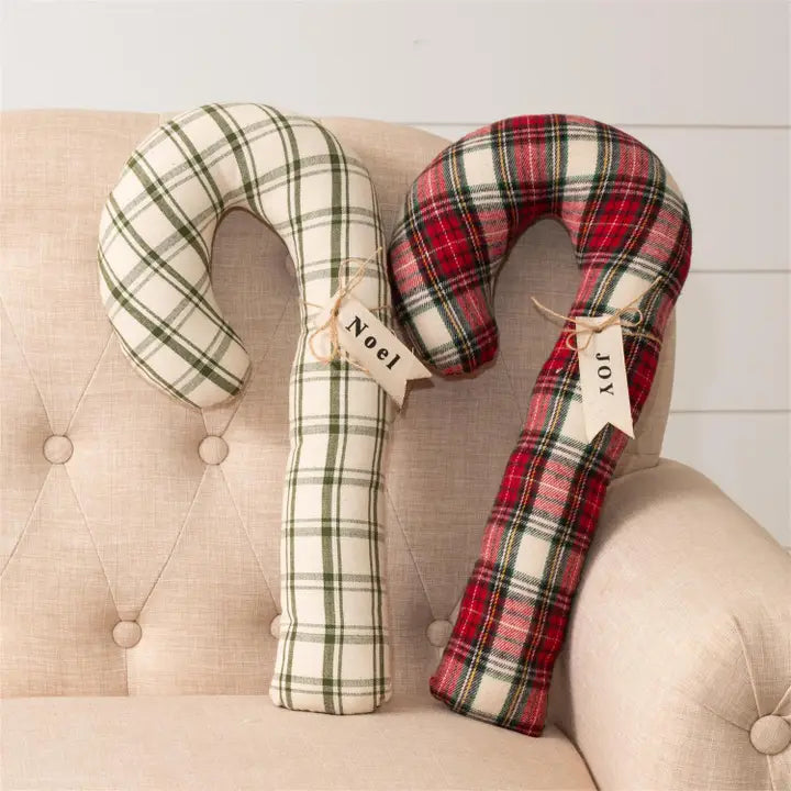 Plaid Candy Cane Pillow Collection