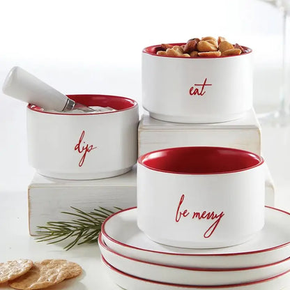 S/3 Eat, Dip & Be Merry Snack Bowls