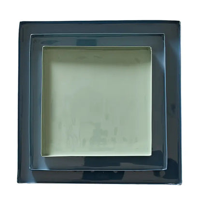 Nested Blue Enamel Blue Square Trays - Set of 3