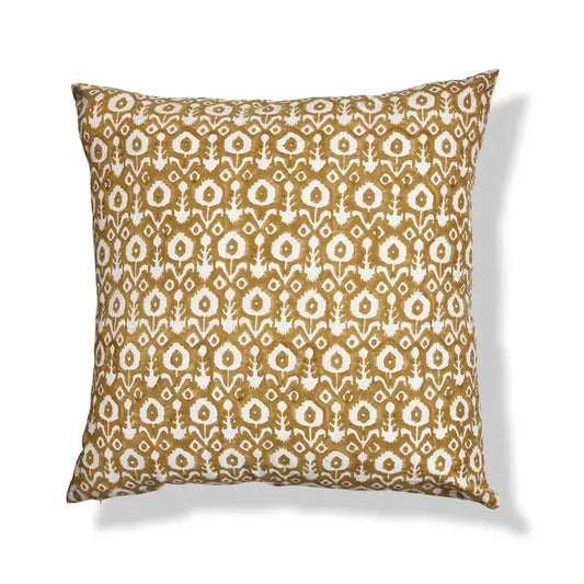 Ochre Floral Block Print Pillow