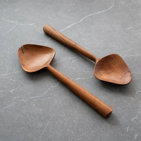 Babul Wood Leaf Salad Servers