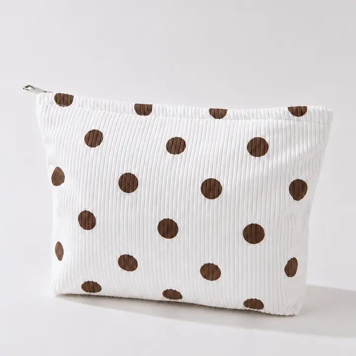 Corduroy Polka Dot Cosmetic Makeup Pouch