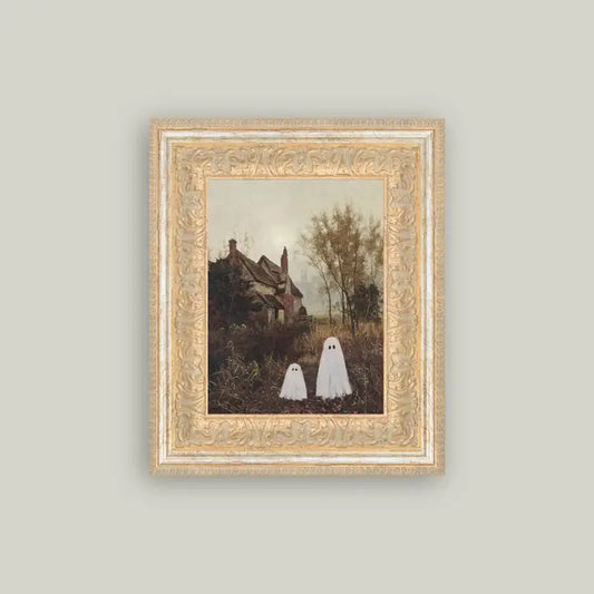Two Ghosts in Autumn Framed Antique Art