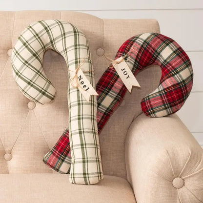 Plaid Candy Cane Pillow Collection