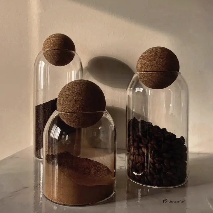 Glass Canister with Round Cork - S/3