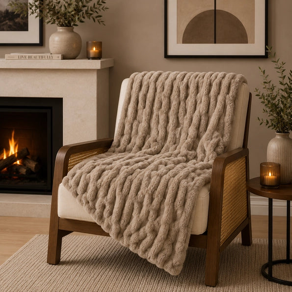 Faux Rabbit Fur Throw Blanket
