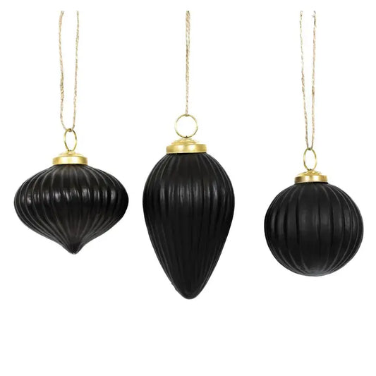 Black Glass Ornament Collection