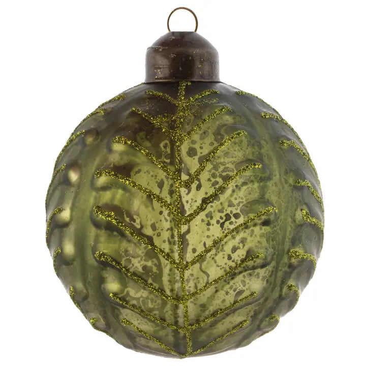 Glitter Sage Mercury Glass Ornament