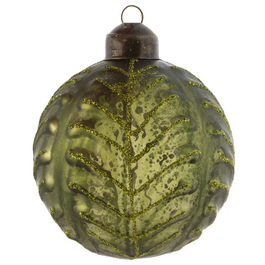 Glitter Sage Mercury Glass Ornament
