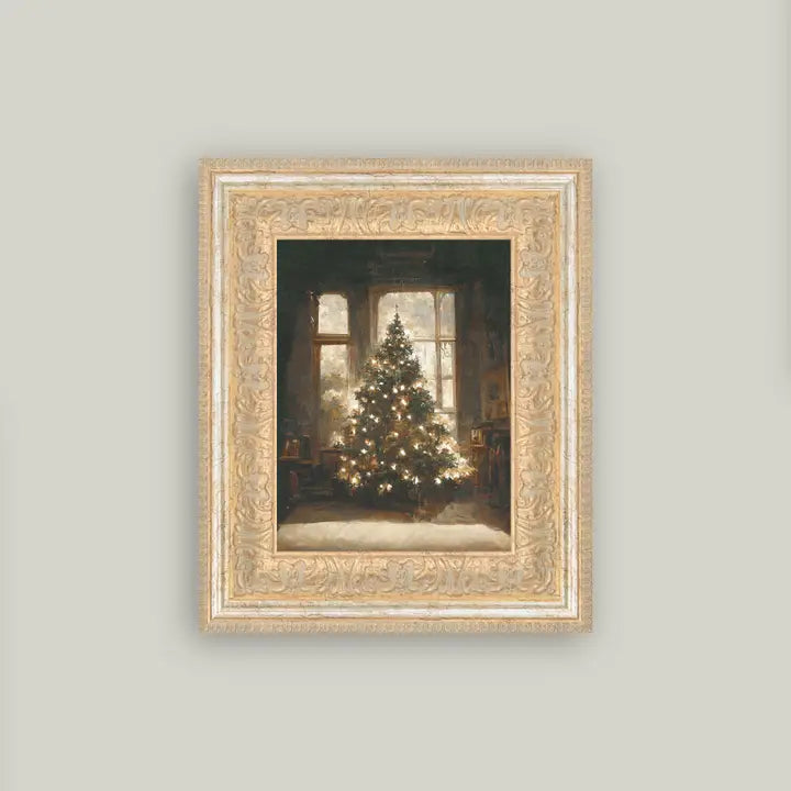 Glowing Christmas Tree Framed Antique Art