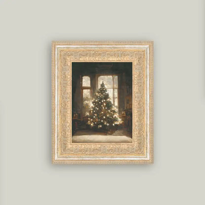 Glowing Christmas Tree Framed Antique Art