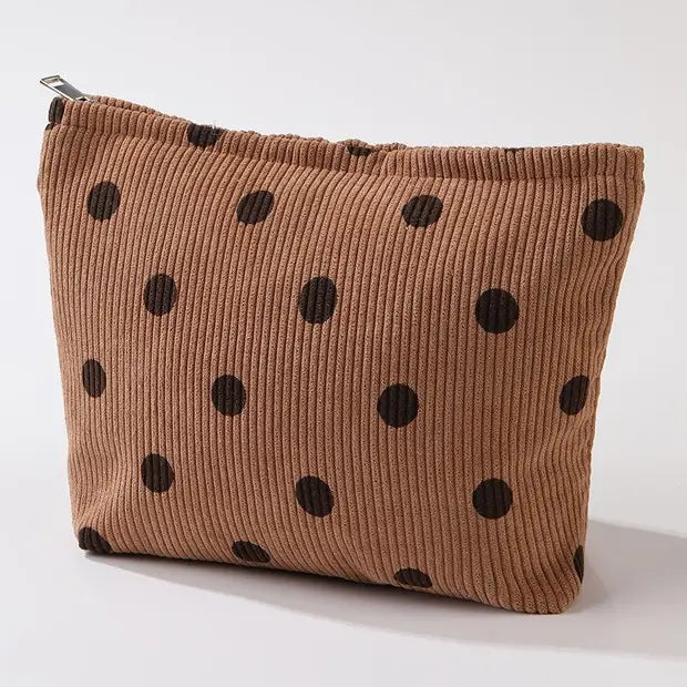 Corduroy Polka Dot Cosmetic Makeup Pouch