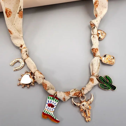 Bohemian Scarf Charm Necklace